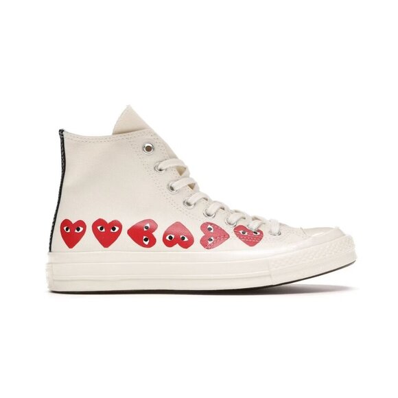 Converse Chuck Taylor All Star 70 Hi Comme des Garcons PLAY Multi-Heart White 7 - Picture 1 of 14